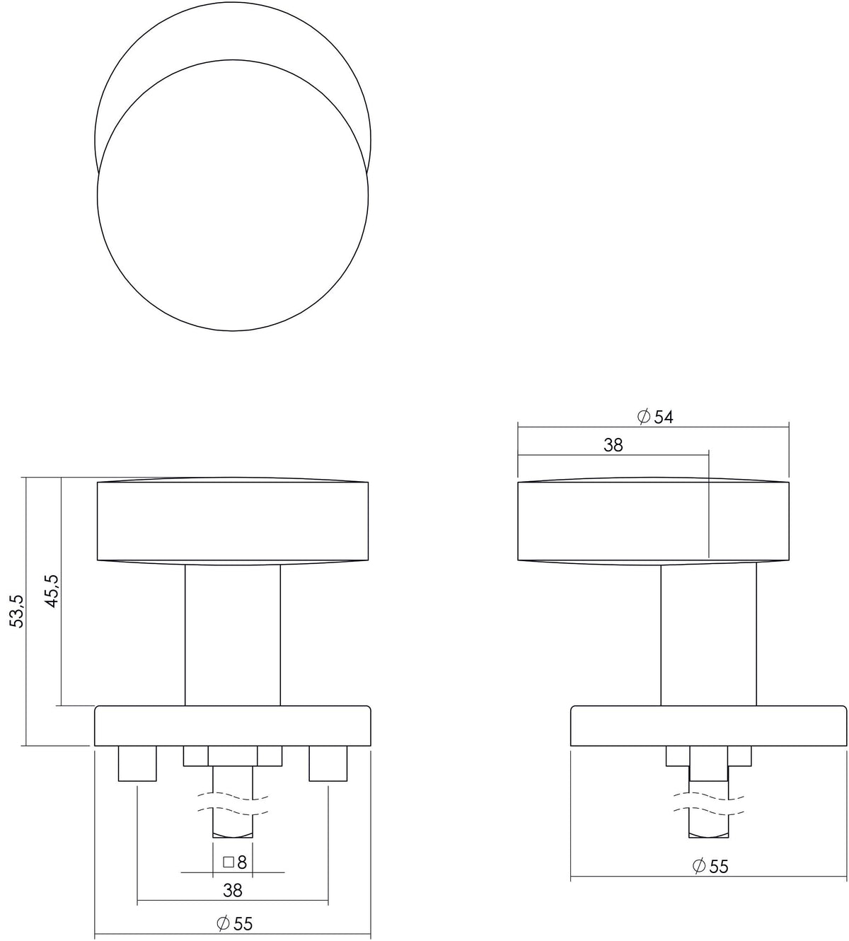 Intersteel knop rond verkropt RVS geborsteld – detail