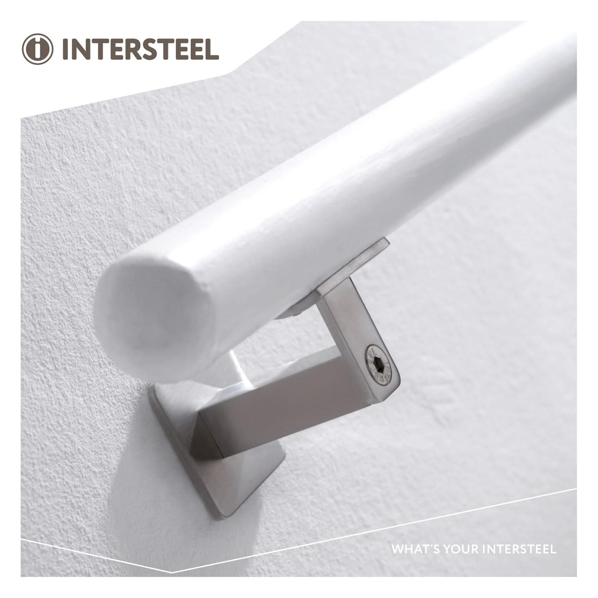 Intersteel leuninghouder zwaar vierkant hol zadel rvs geborsteld – productafbeelding