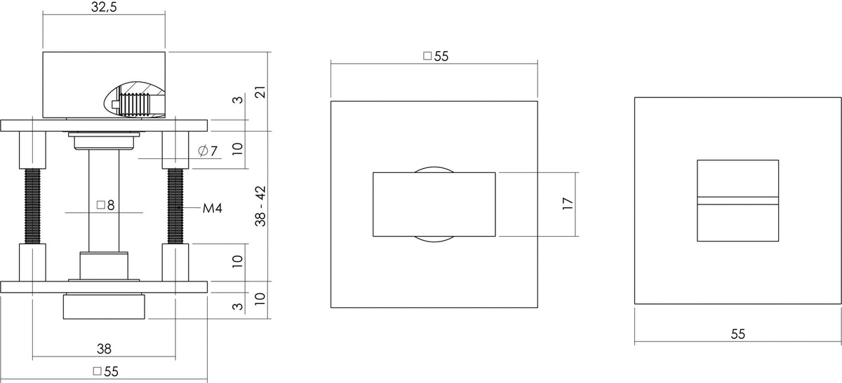 Intersteel magneetrozet vierkant met WC-/badkamersluiting RVS geborsteld detail