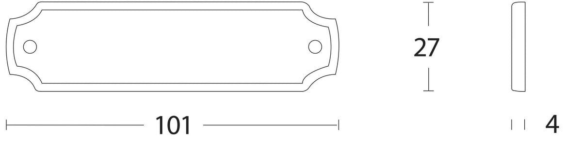 Intersteel naamplaat messing gelakt 101x27x4mm – detail