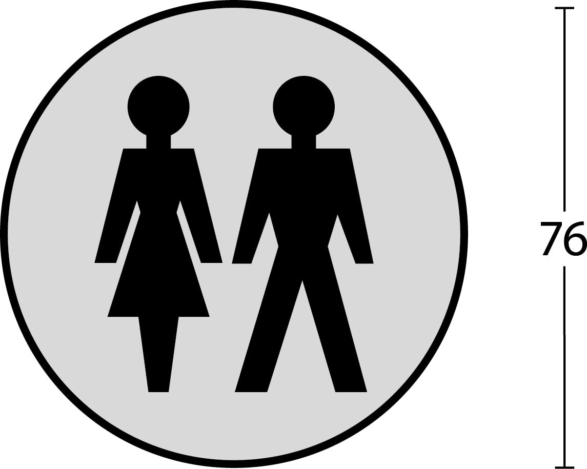 Intersteel pictogram dames- en herentoilet rvs geborsteld – detail