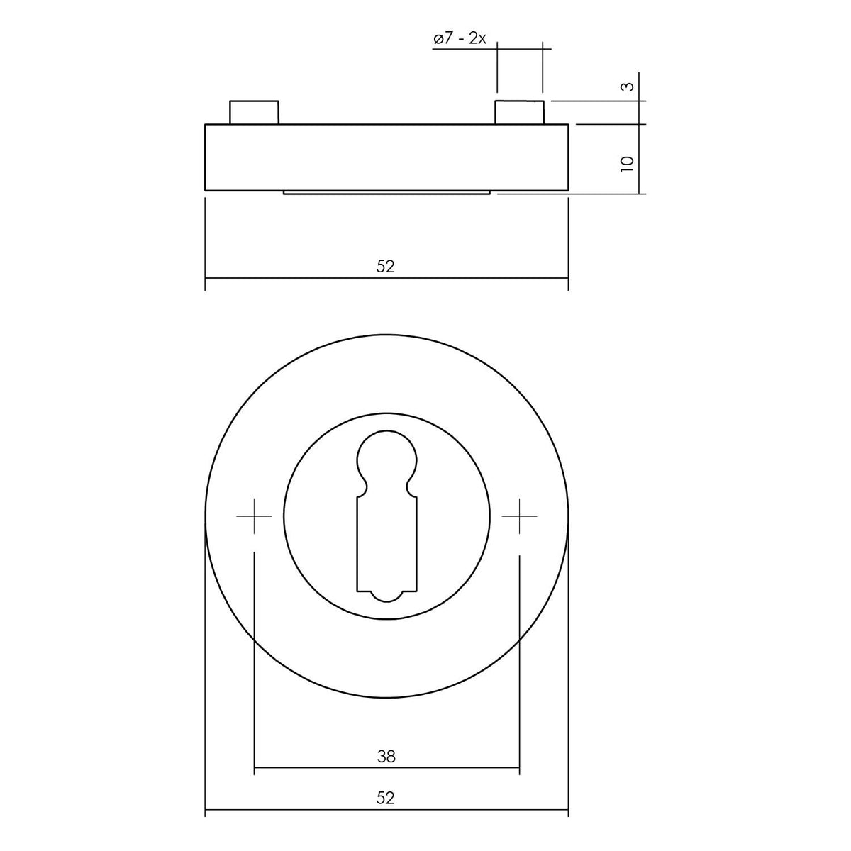 Intersteel rozet sleutelgat rond chroom – detail