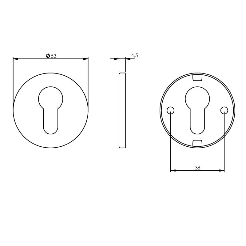 Intersteel rozet profielcilindergat rond mat zwart – detail