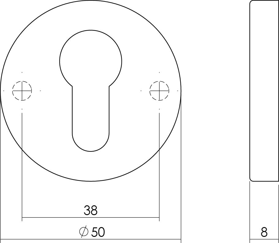 Intersteel rozet met profielcilindergat rond chroom – detail