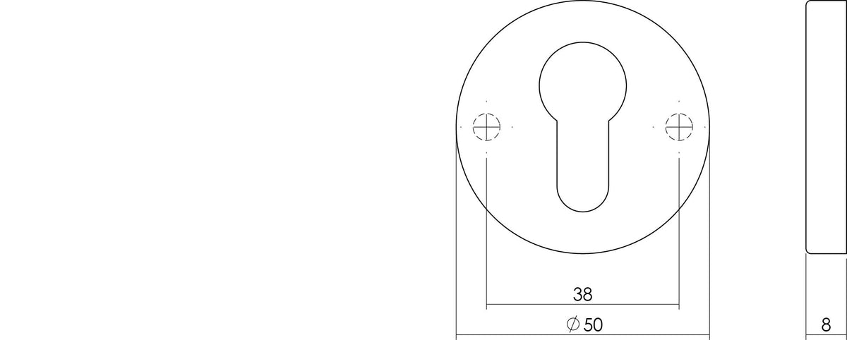 Intersteel rozet met profielcilindergat rond nikkel mat – detail