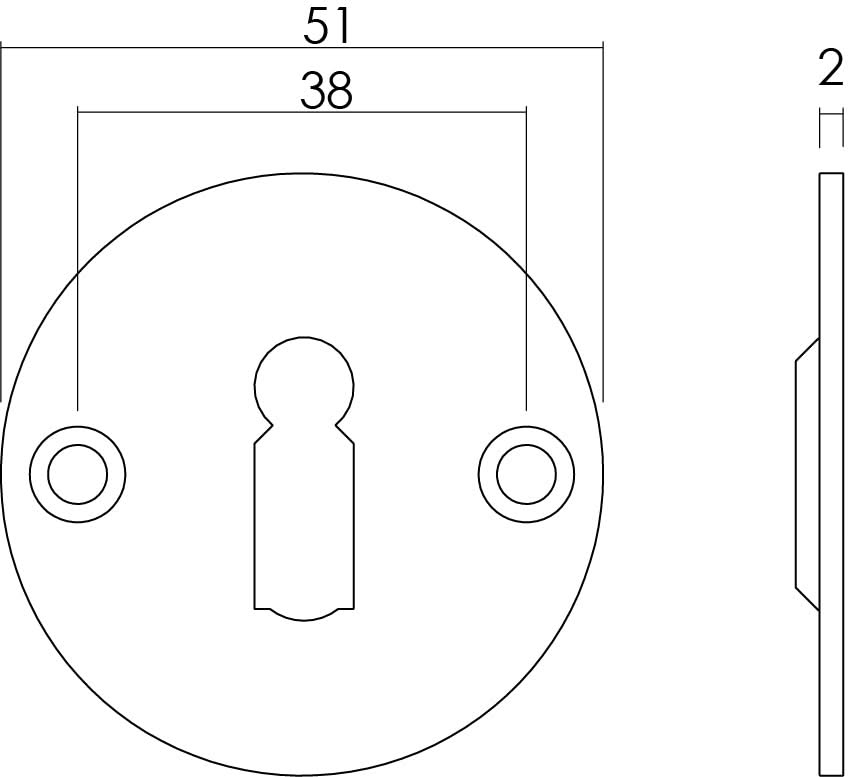 Intersteel rozet rond plat met sleutelgat RVS geborsteld detail