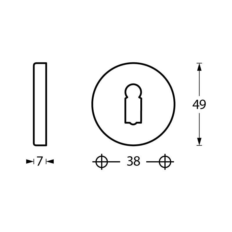 Intersteel rozet sleutelgat rond nikkel detail