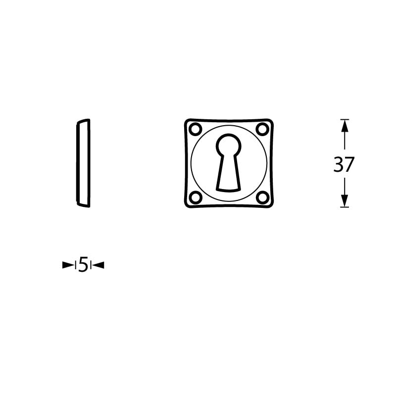 Intersteel rozet met sleutelgat vierkant mat zwart – detail