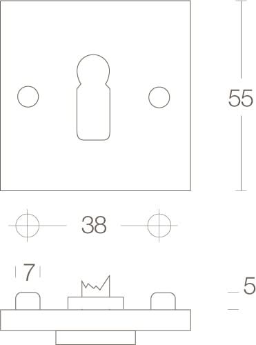 Intersteel rozet sleutelgat vierkant Chroom Mat detail