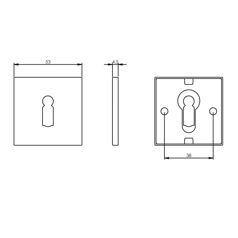 Intersteel rozet sleutelgat vierkant mat zwart – detail