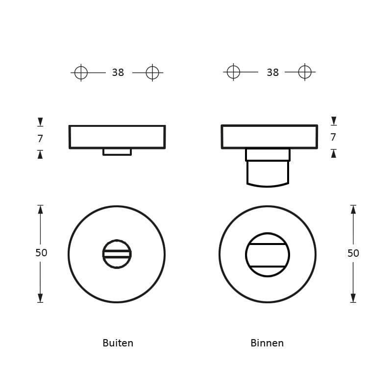 Intersteel rozet toilet-/badkamersluiting messing titaan PVD detail