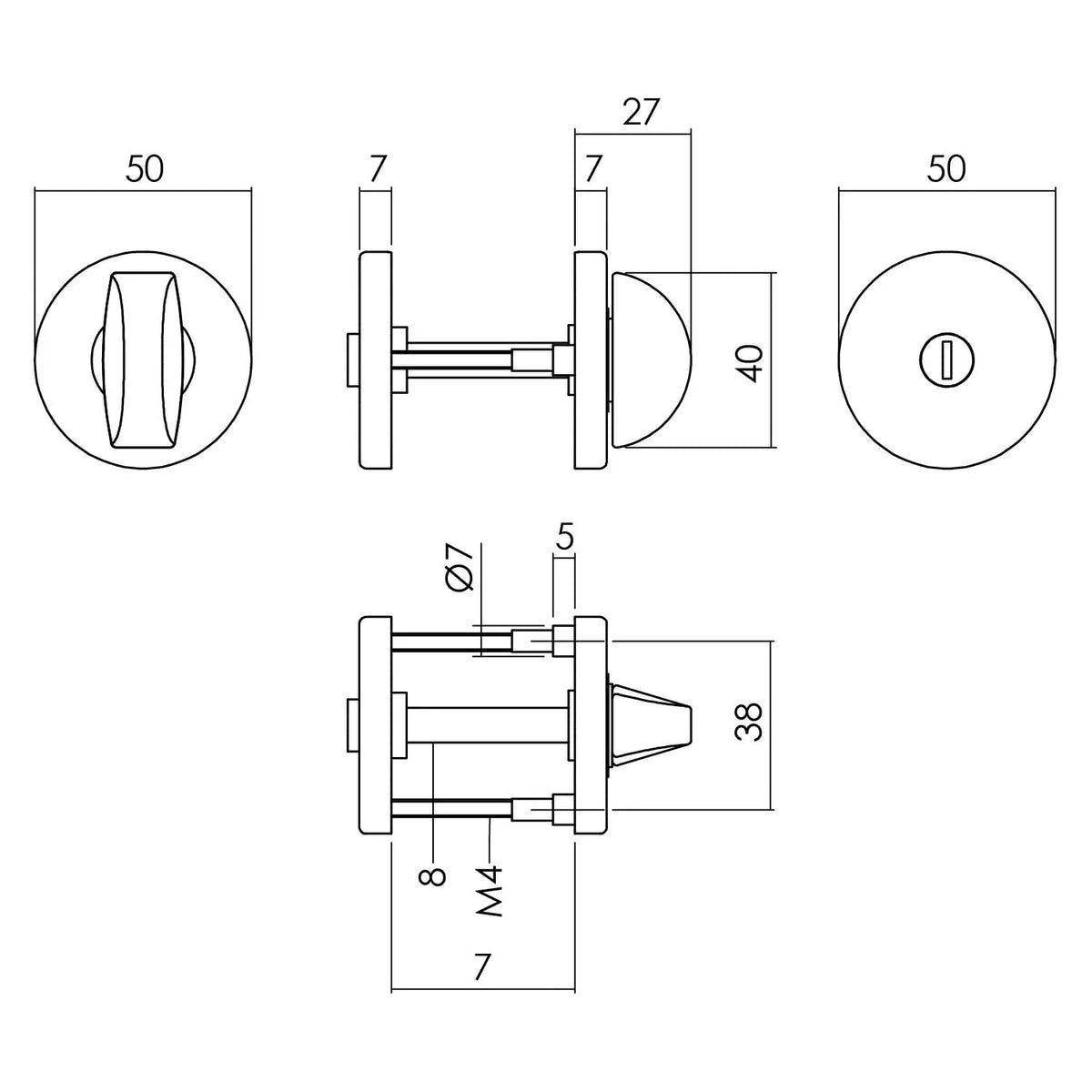 Intersteel toilet-/badkamersluiting plat aluminium zwart – detail