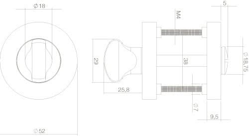 Intersteel toilet-/badkamersluiting rond chroom / nikkel mat – detail