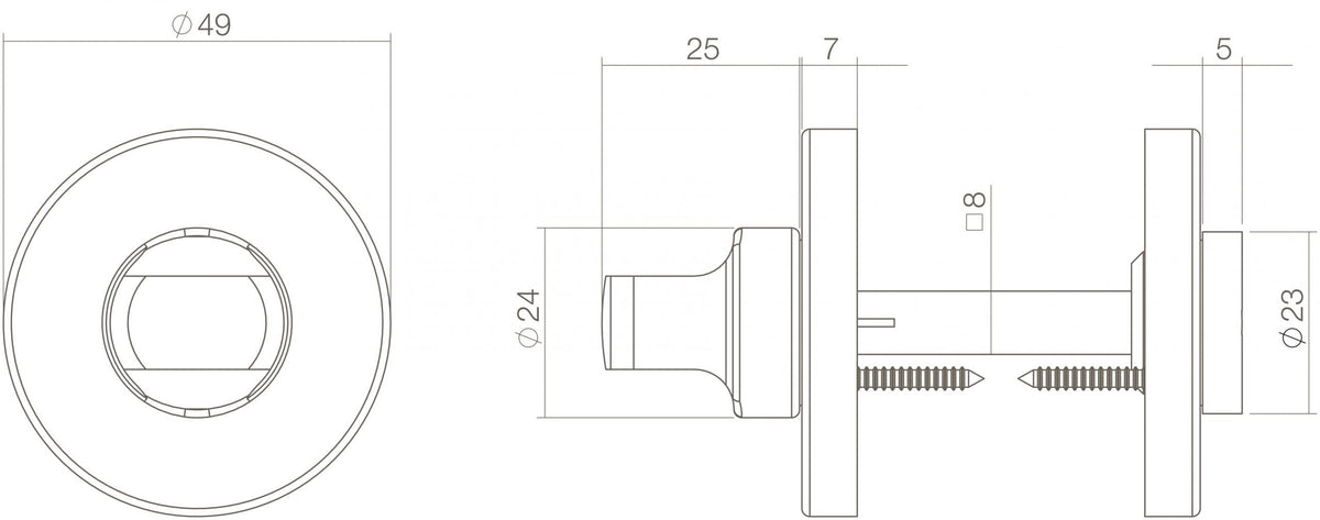 Intersteel rozet toilet-/badkamersluiting rond messing getrommeld detail