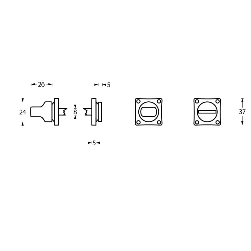 Intersteel rozet met toilet-/badkamersluiting vierkant chroom – detail