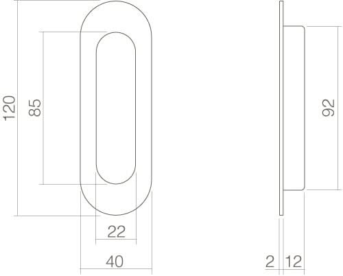 Intersteel schuifdeurkom ovaal mat zwart detail
