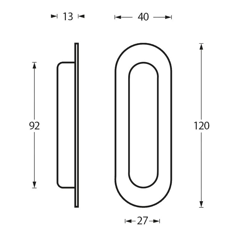 Intersteel schuifdeurkom ovaal RVS geborsteld detail