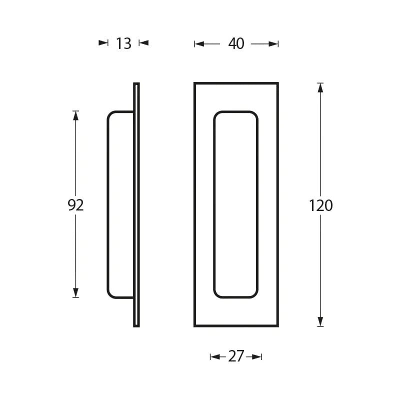 Intersteel schuifdeurkom rechthoek 120x40mm blind RVS geborsteld detail