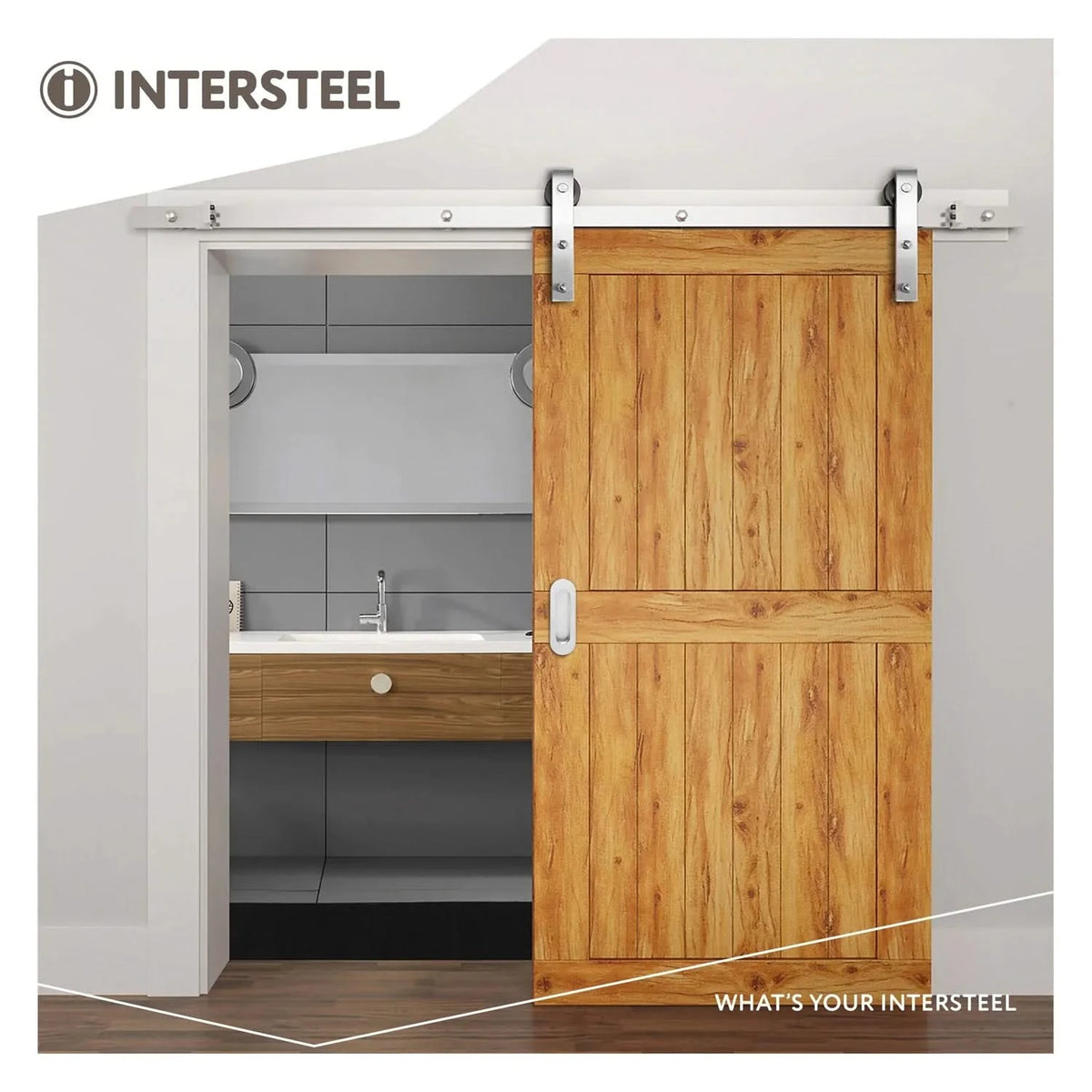 Intersteel schuifdeursysteem Basic RVS geborsteld – hangrol detail