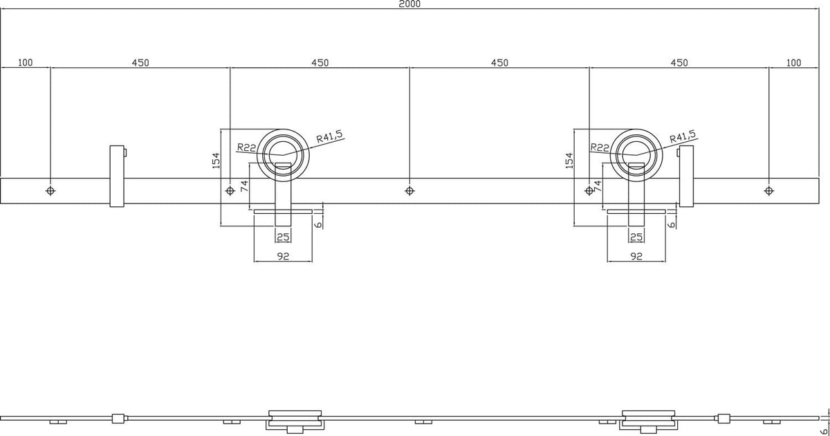 Intersteel schuifdeursysteem Modern Top mat zwart gemonteerd