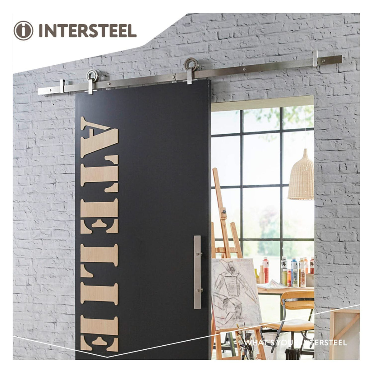 Intersteel schuifdeursysteem Modern Top RVS geborsteld – railsysteem detail