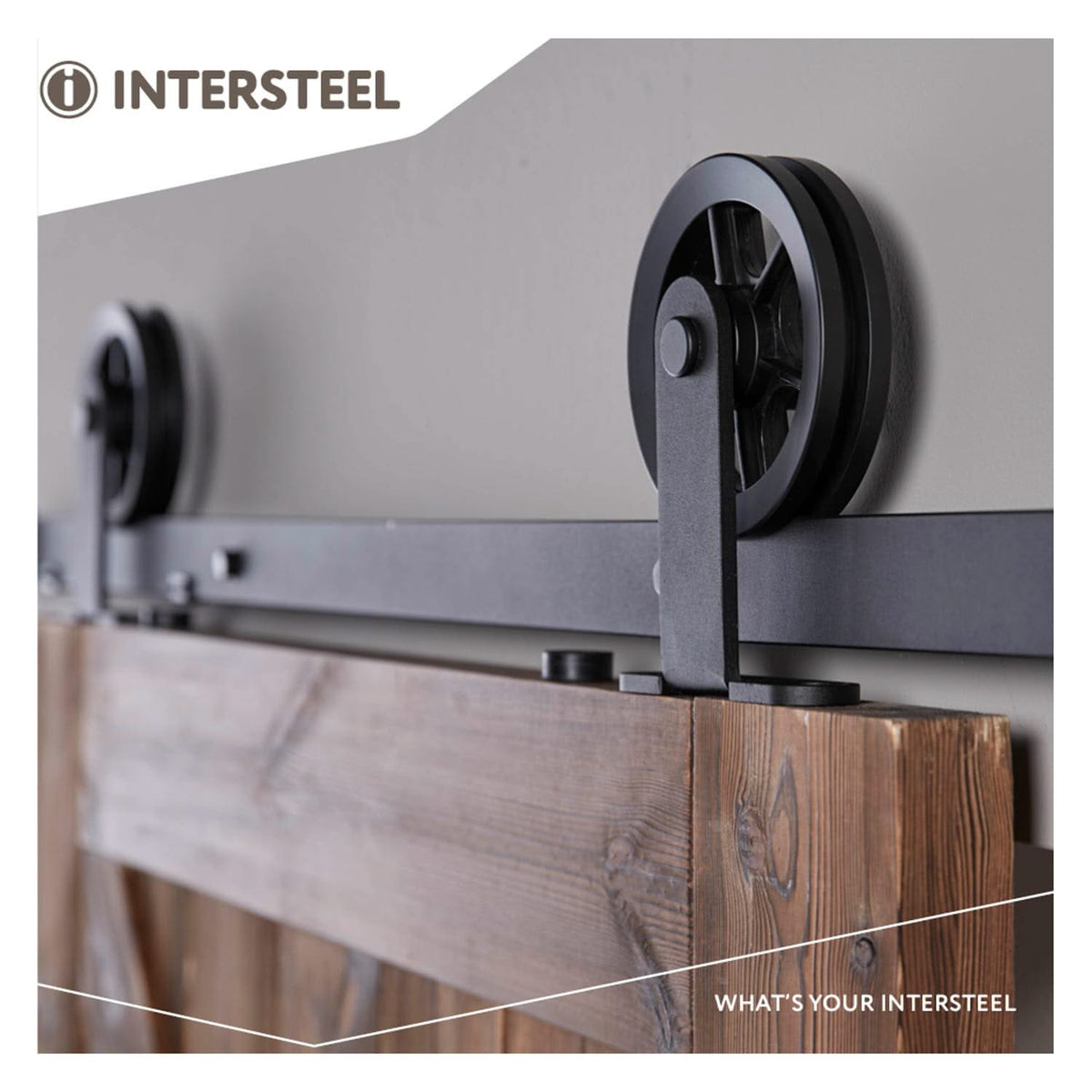 Intersteel schuifdeursysteem Wheel Top mat zwart – gemonteerd aan schuifdeur