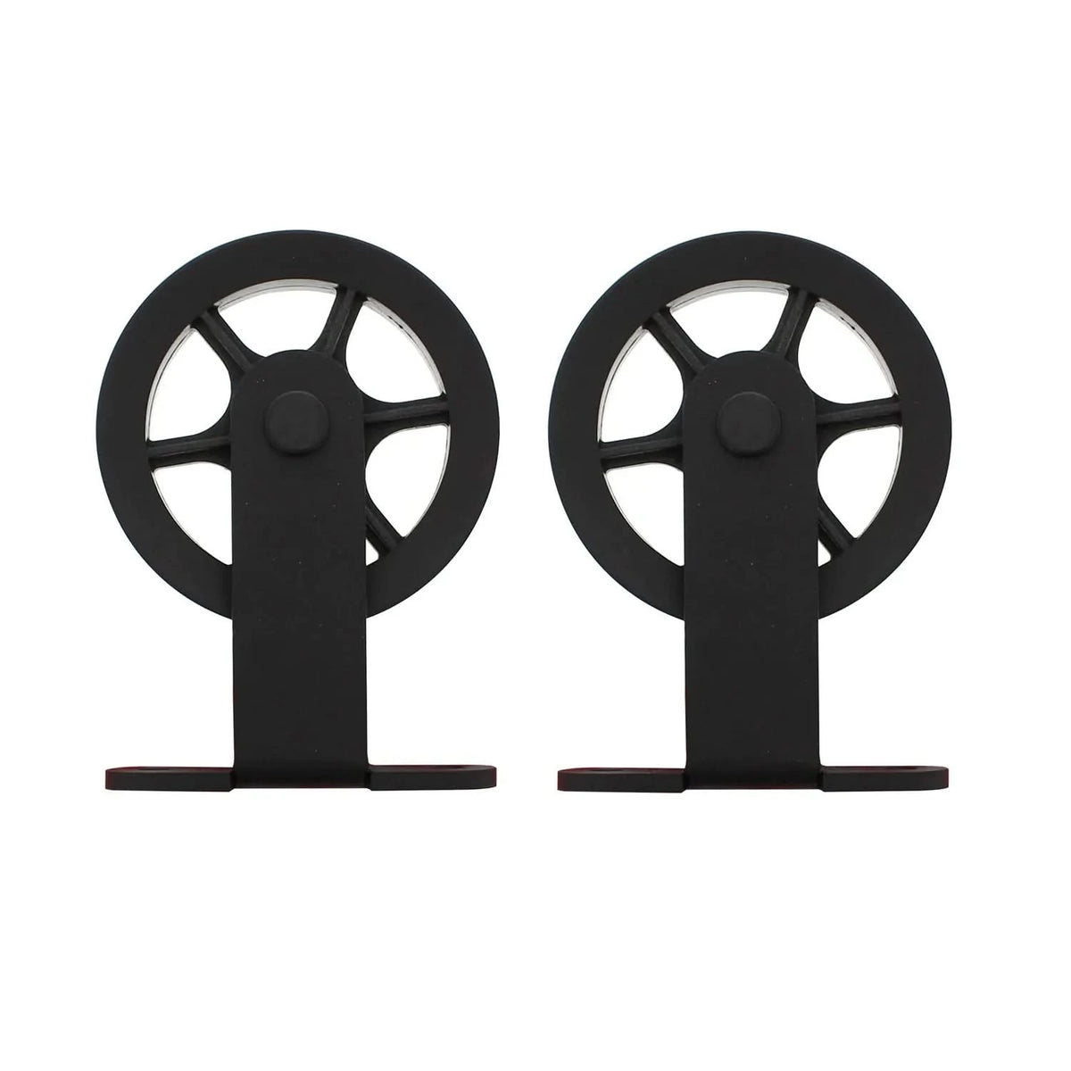 Intersteel set van 2 hangrollen Wheel Top 170 mm mat zwart – vooraanzicht