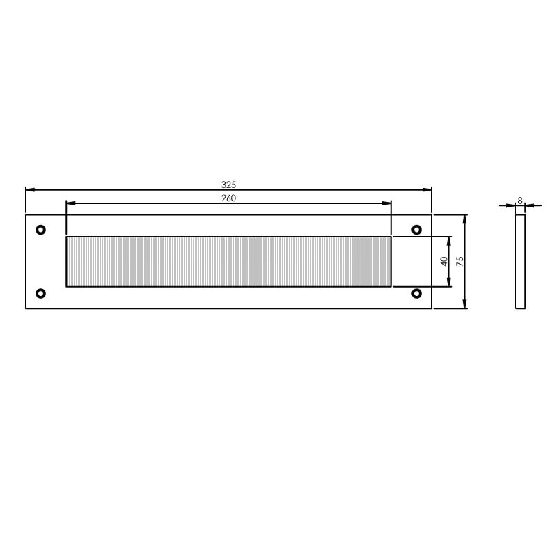 Intersteel tochtwering rechthoek chroom mat – detail