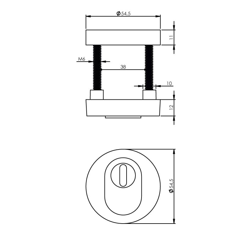 Intersteel veiligheidsrozet SKG3 rond kerntrekbeveiliging chroom mat detail