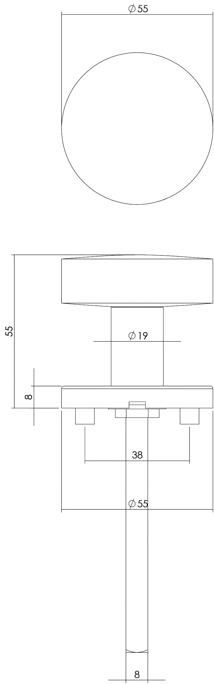 Intersteel voordeurknop rond op rozet RVS geborsteld – detail
