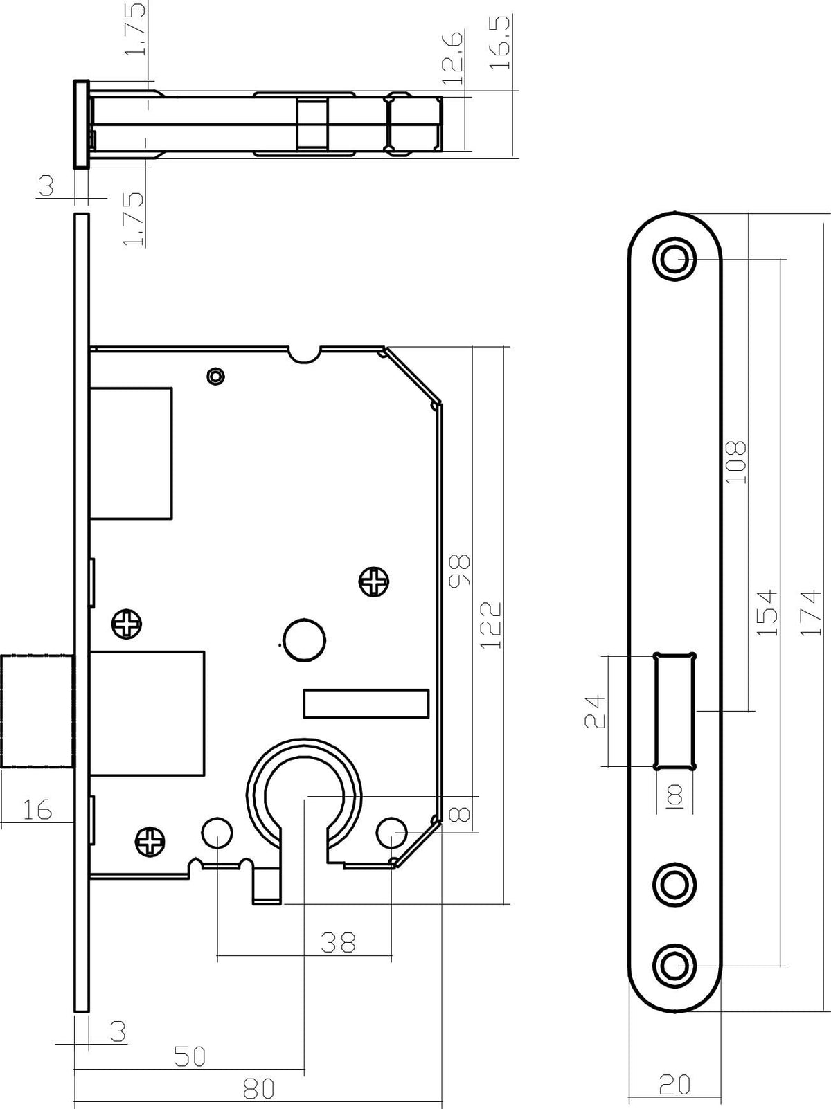 Intersteel woningbouw cilinder kastslot 55 mm rvs geborsteld detail