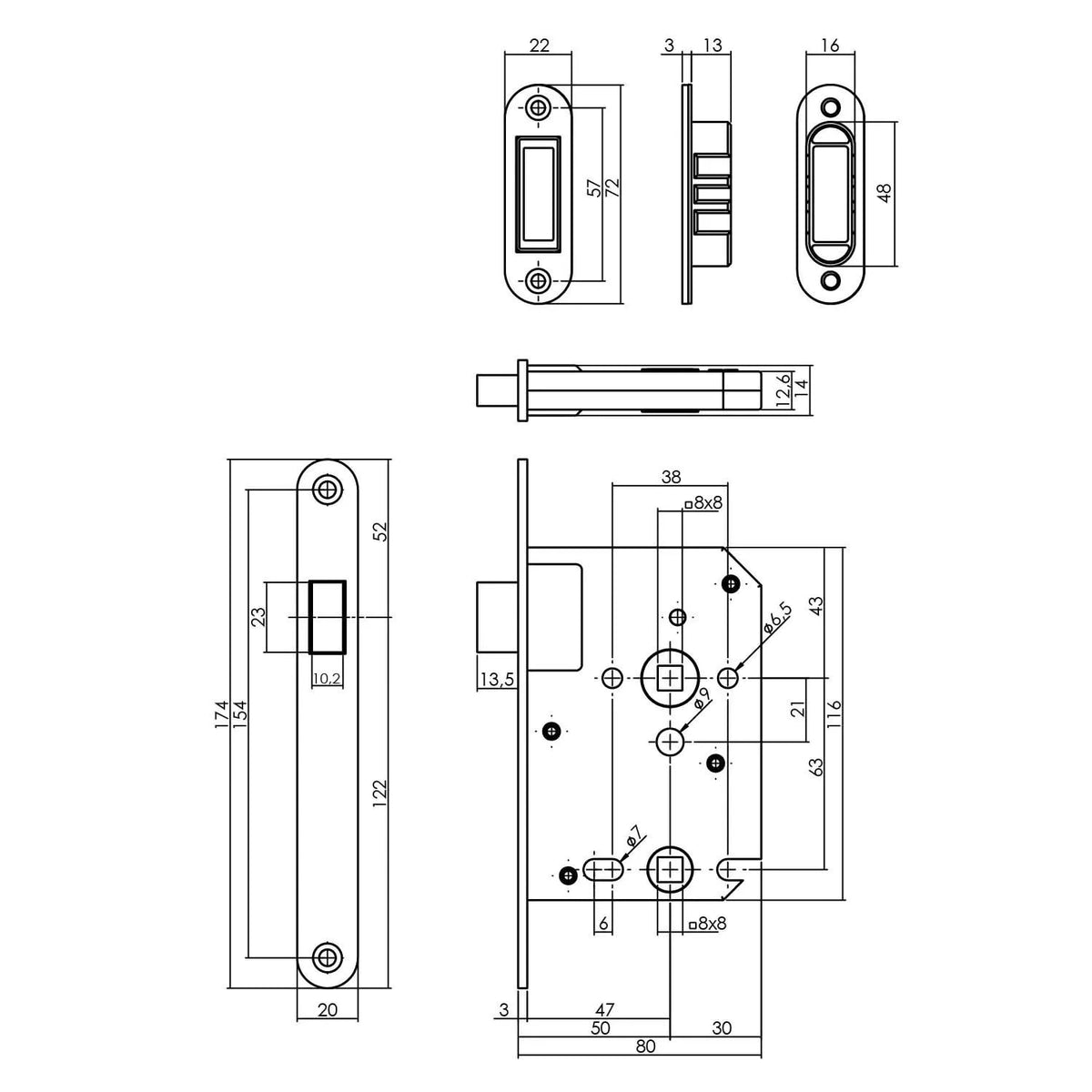 Intersteel magneet badkamer-/toiletslot 63/8 mm zwart – detailweergave