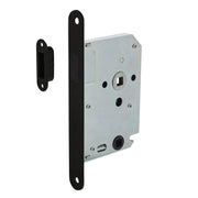 Intersteel magneet badkamer-/toiletslot 63/8 mm afgeronde voorplaat zwart – vooraanzicht