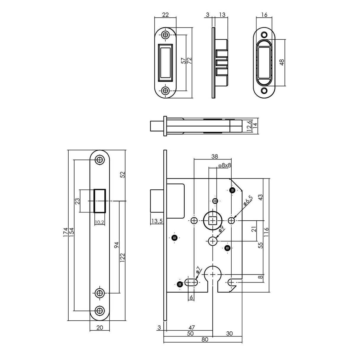 Intersteel woningbouw magneet cilinder dag- en nachtslot 55 mm zwart detail