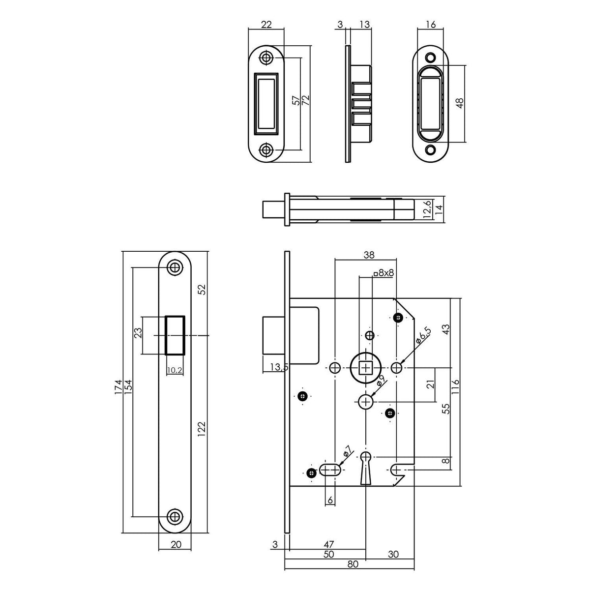 Intersteel woningbouw magneet klavier dag- en nachtslot 55 mm rvs detail