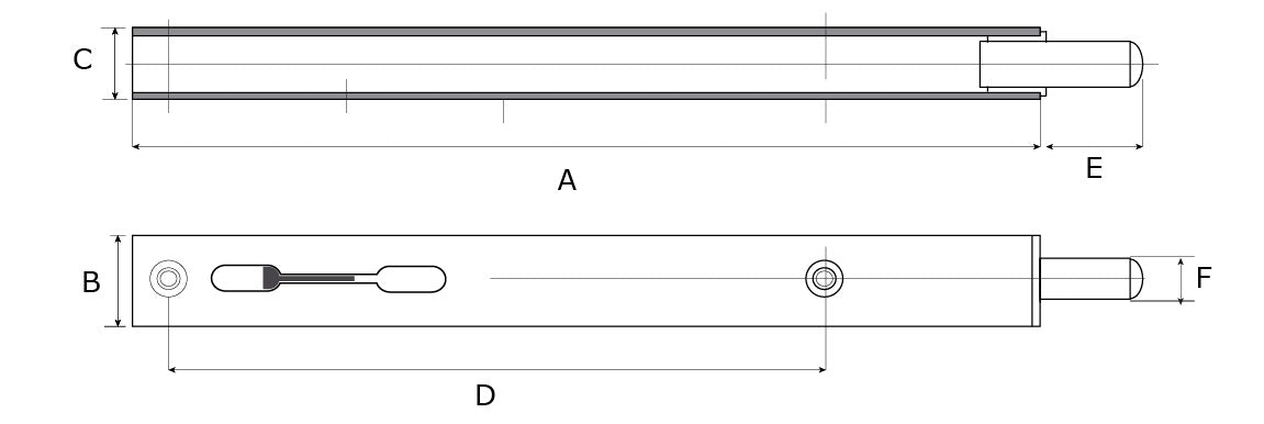 Dulimex DX bascule kantschuif type 816 600 mm - technische tekening met maatvoering