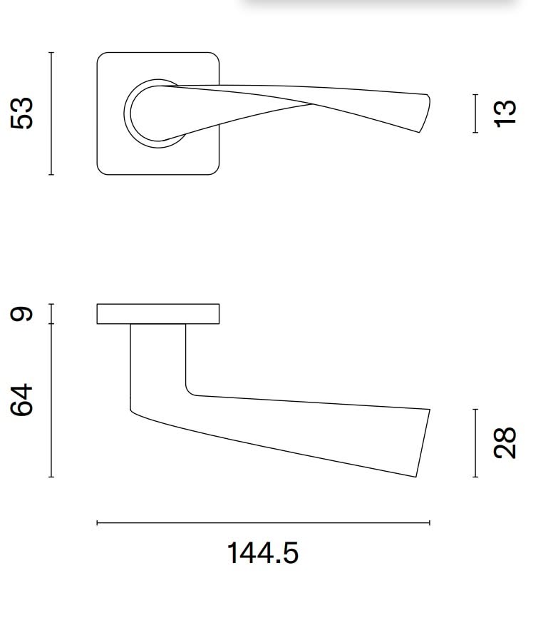 STERK deurkruk Oval 1708 technische maattekening met afmetingen