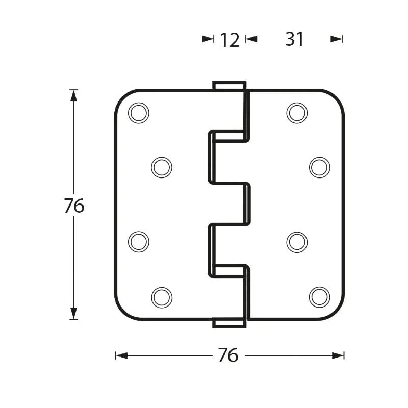 Intersteel kogellagerscharnier 76x76 mm RVS geborsteld – detailweergave