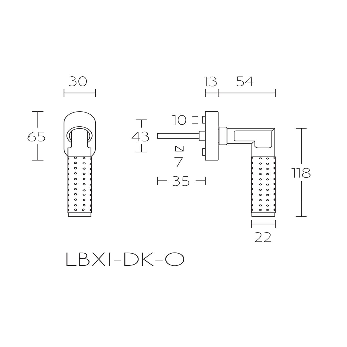 FORMANI LB21H-DK-O draaikiepgarnituur mat zwart technische maattekening