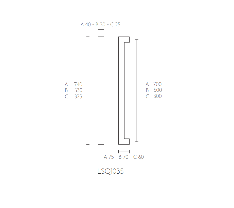 Formani LSQ1035C voordeurgreep mat roestvast staal, detail