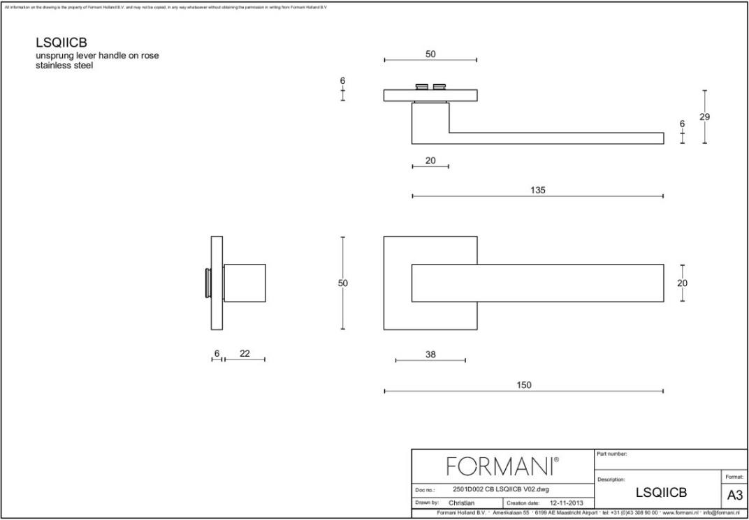 Formani LSQ2CB deurkruk mat RVS detail