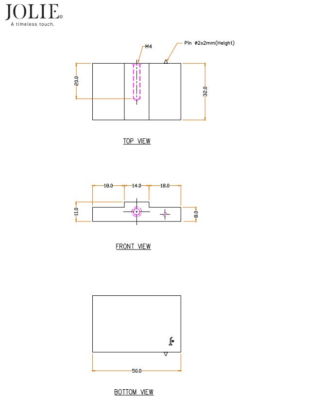 Jolie Ville meubelknop maatvoering, technische tekening