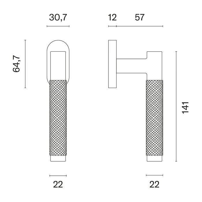 Aprile raamkruk Molinia R – detail handgreep