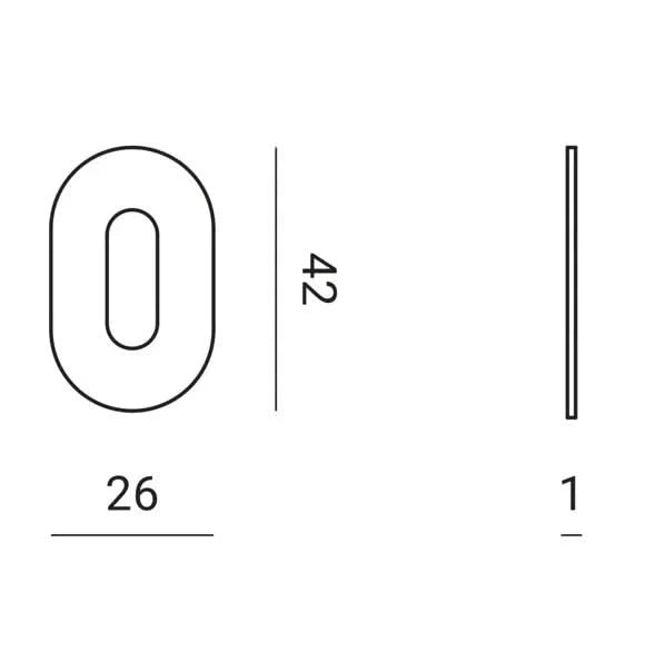 Nuda sleutelplaatjes 26×42 mm mat zwart – detail