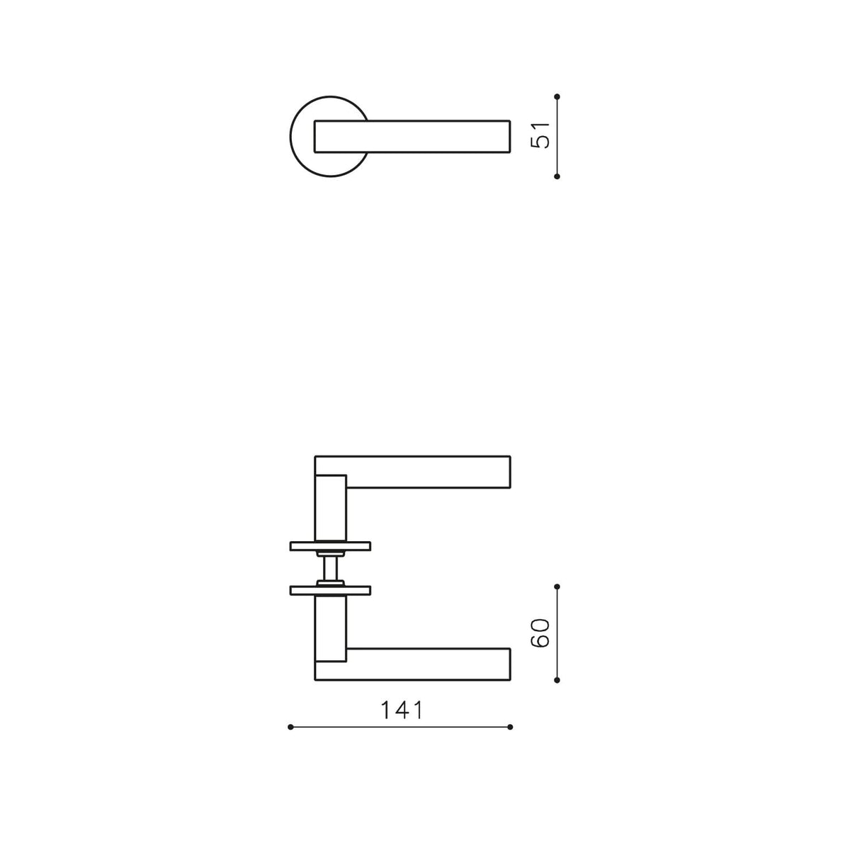 Olivari deurkruk Euclide nikkel titaan PVD detail