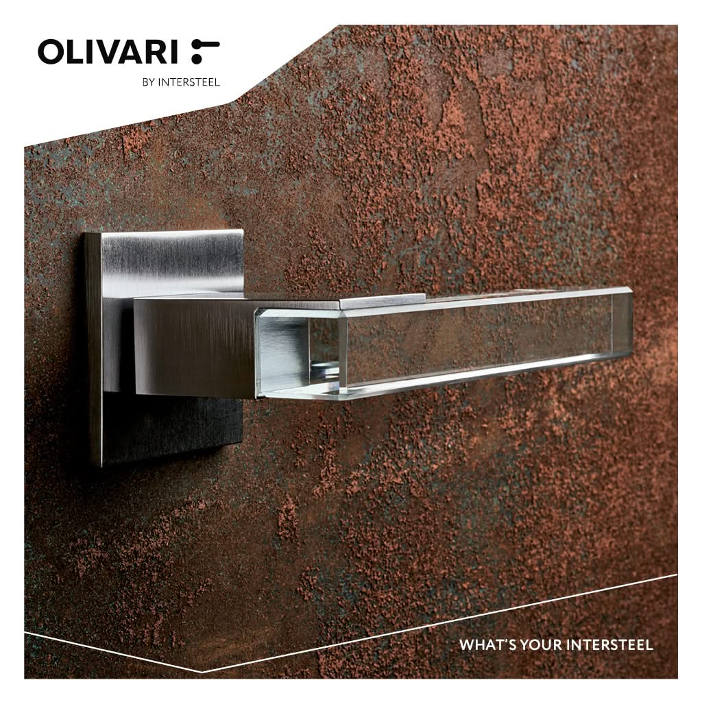 Olivari deurkruk Ice Cube chroom mat transparant detail 2