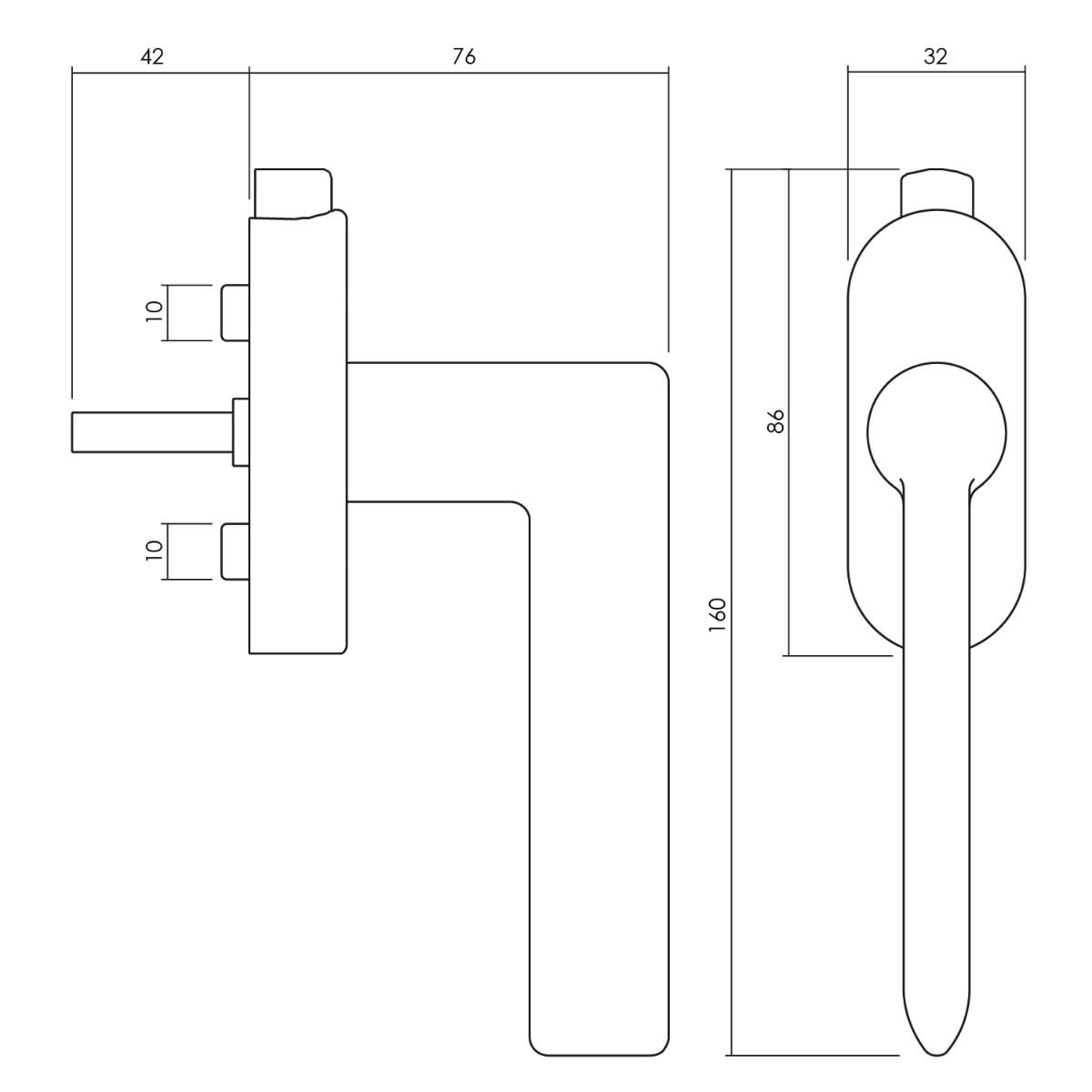 Olivari raamkruk Tecno chroom - detail