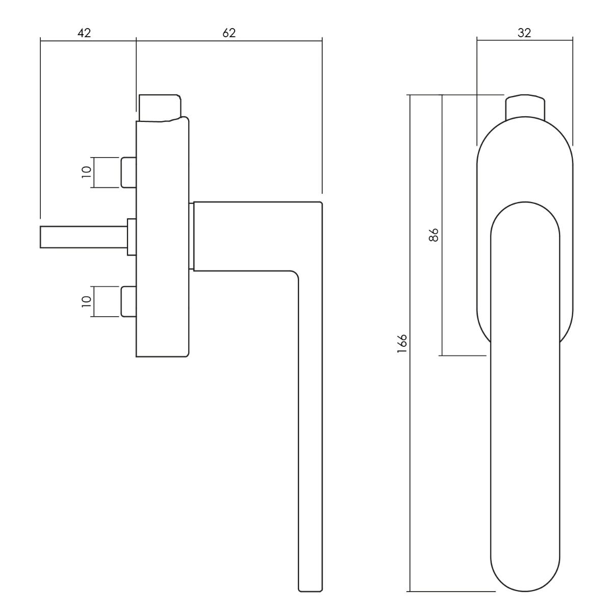 Olivari raamkruk Radial Antraciet mat titaan PVD detail