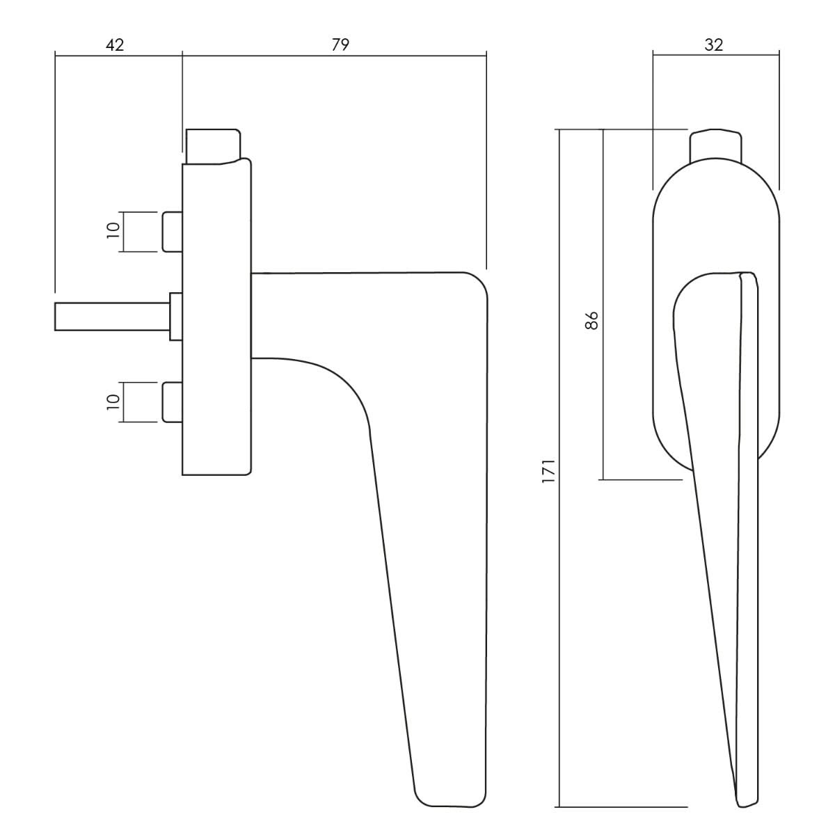 Olivari raamkruk Twist RVS mat titaan PVD detail