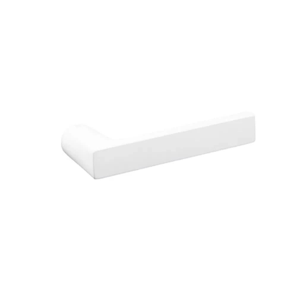 NUDA Baar deurkruk mat wit op minimalistisch rozet, vooraanzicht